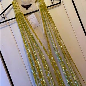 Sequined yellow/green/white dress